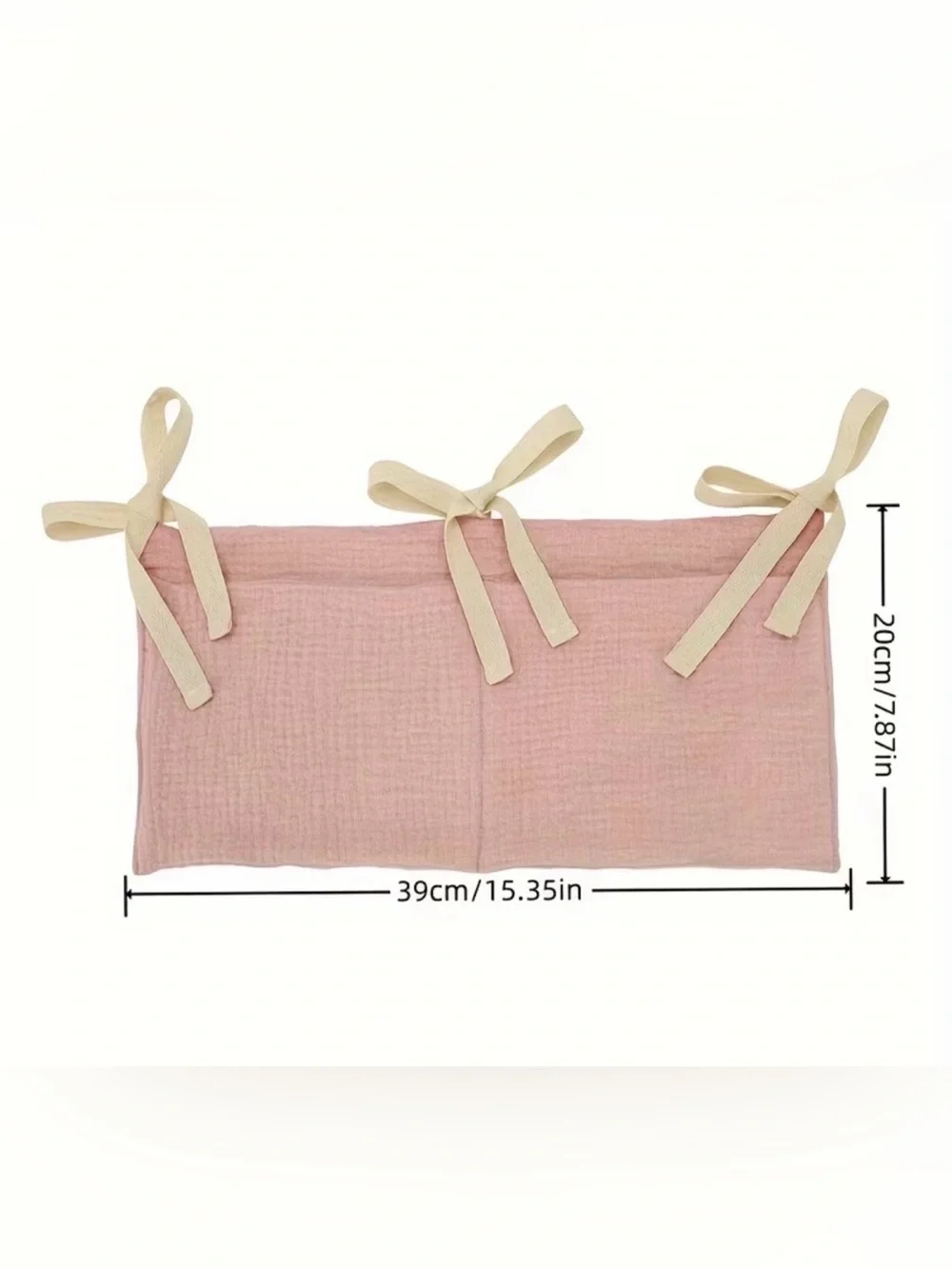 Baby Girl Hanging Tie Storage Bag Floral Cream Small Organizing Pouch Two Pocket